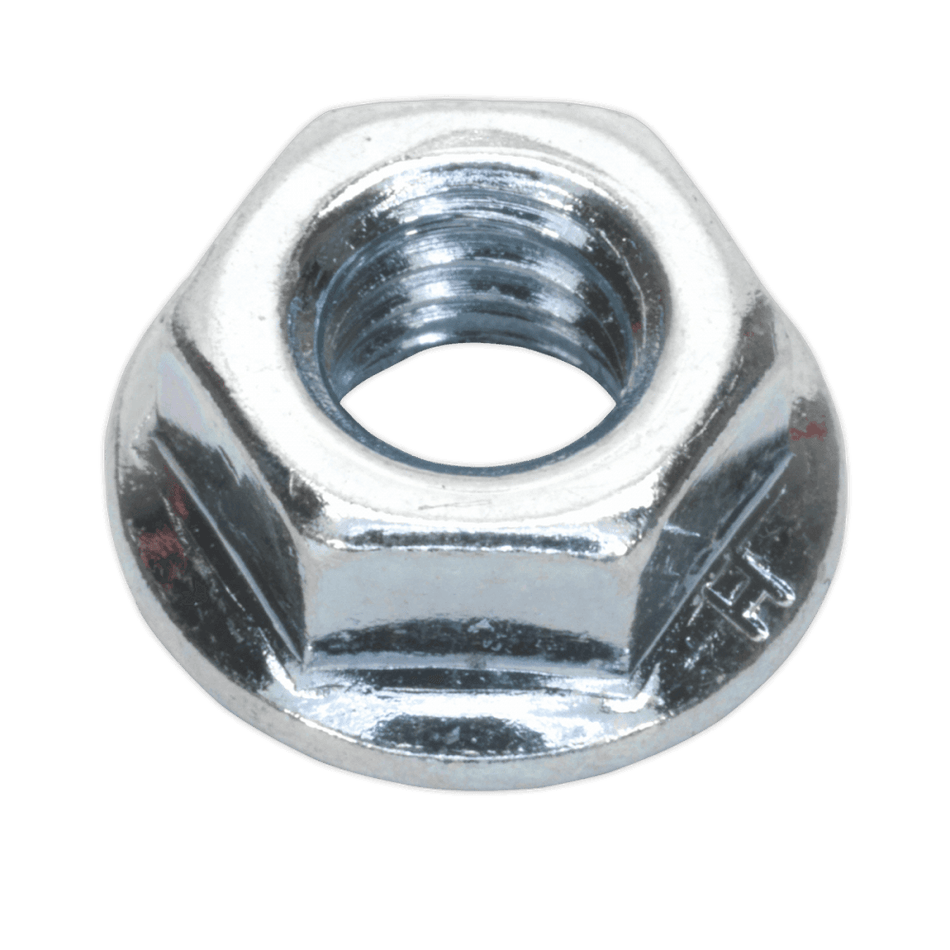 Flange Nut Serrated M6 Zinc DIN 6923 Pack of 100 : Model No.FN6