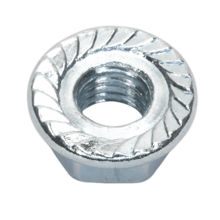 Flange Nut Serrated M6 Zinc DIN 6923 Pack of 100 : Model No.FN6
