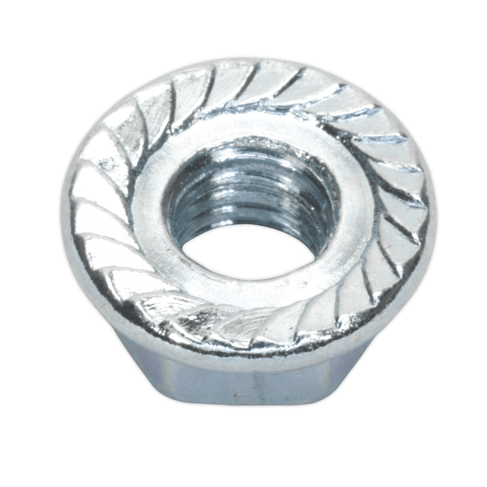 Flange Nut Serrated M8 Zinc DIN 6923 Pack of 100 : Model No.FN8