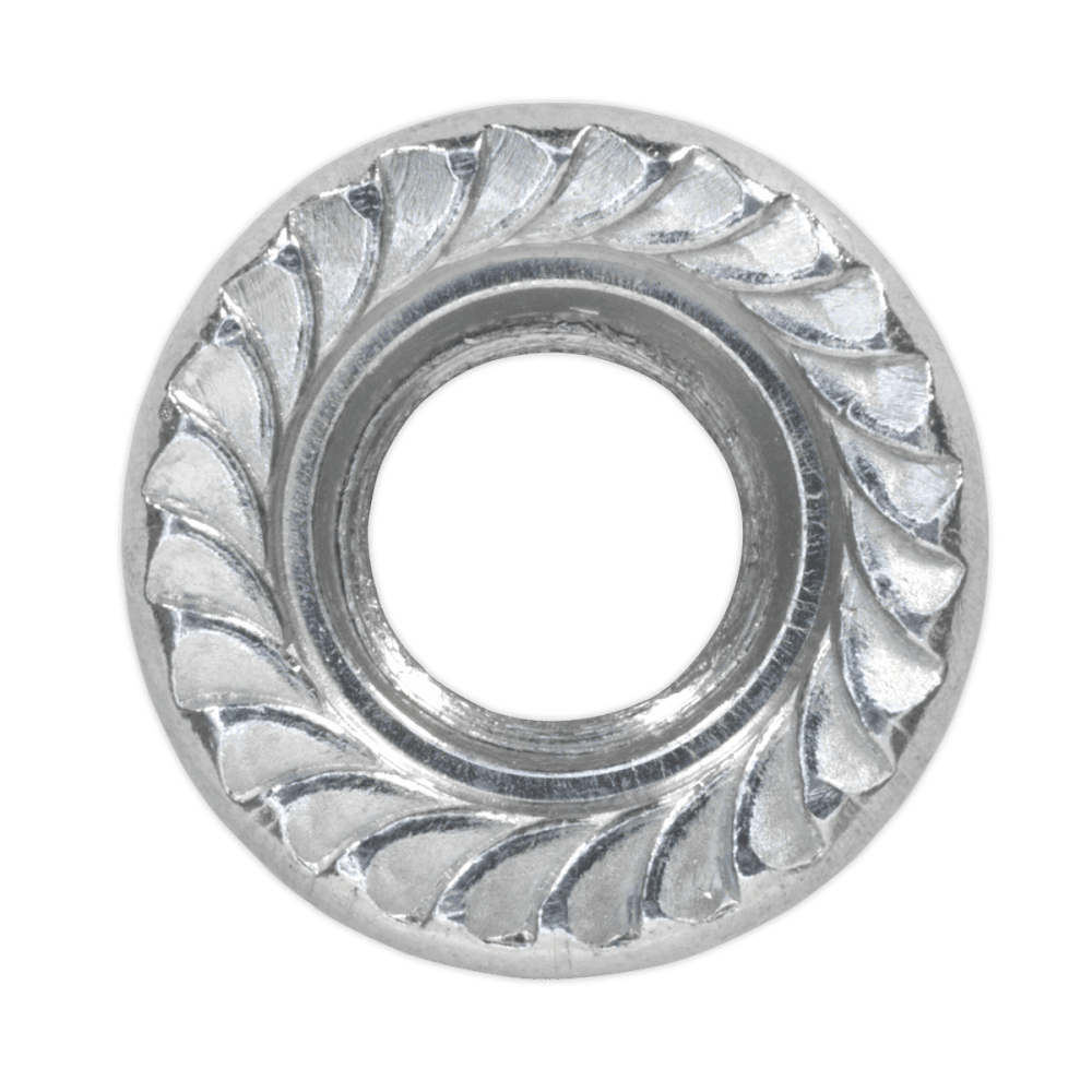 Flange Nut Serrated M8 Zinc DIN 6923 Pack of 100 : Model No.FN8
