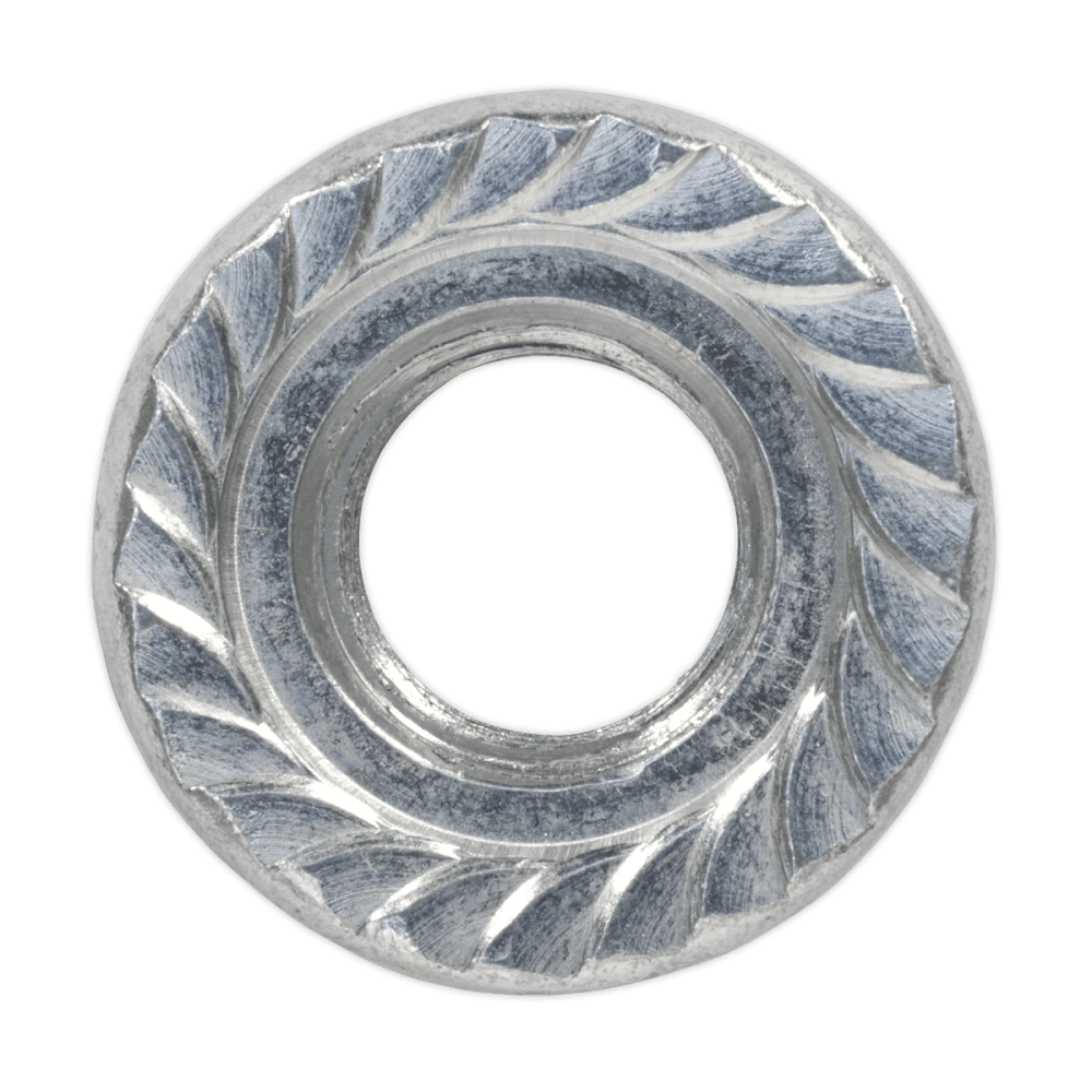 Flange Nut Serrated M12 Zinc DIN 6923 Pack of 50 : Model No.FN12