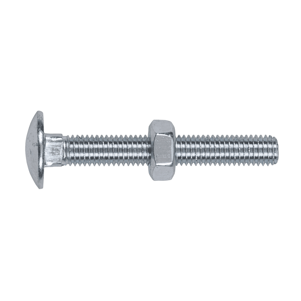 Coach Bolt & Nut M10 x 75mm Zinc DIN 603 Pack of 50 : Model No.CBN1075