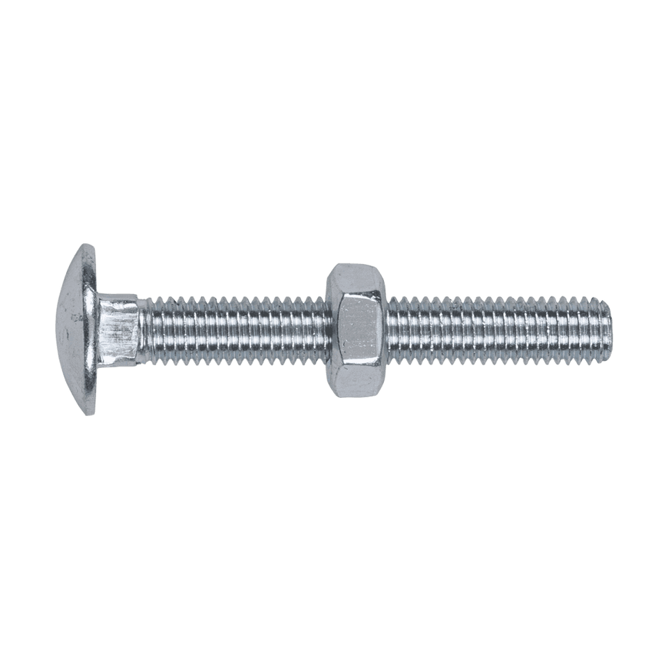 Coach Bolt & Nut M10 x 75mm Zinc DIN 603 Pack of 50 : Model No.CBN1075