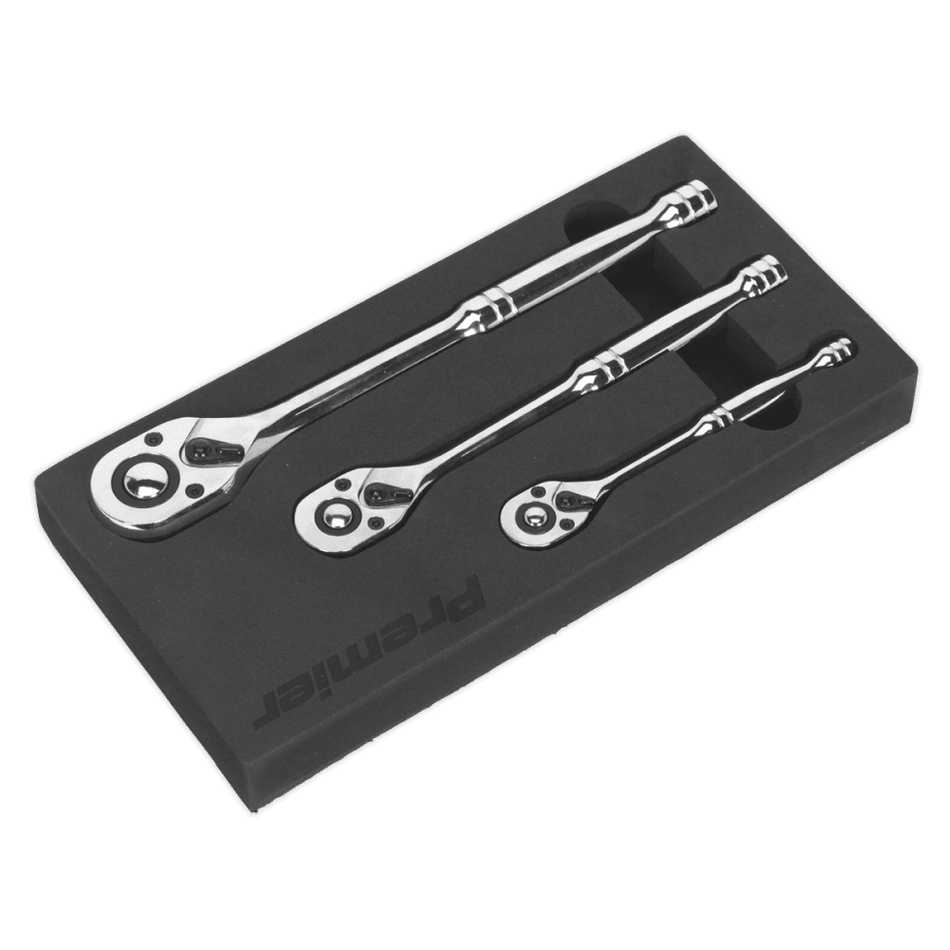 Ratchet Wrench Set 3pc Pear-Head Flip Reverse : Model No.AK6672