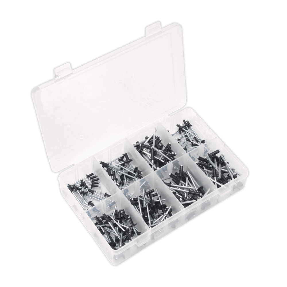 Rivet Assortment 200pc Black Anodised : Model No.AB074BR
