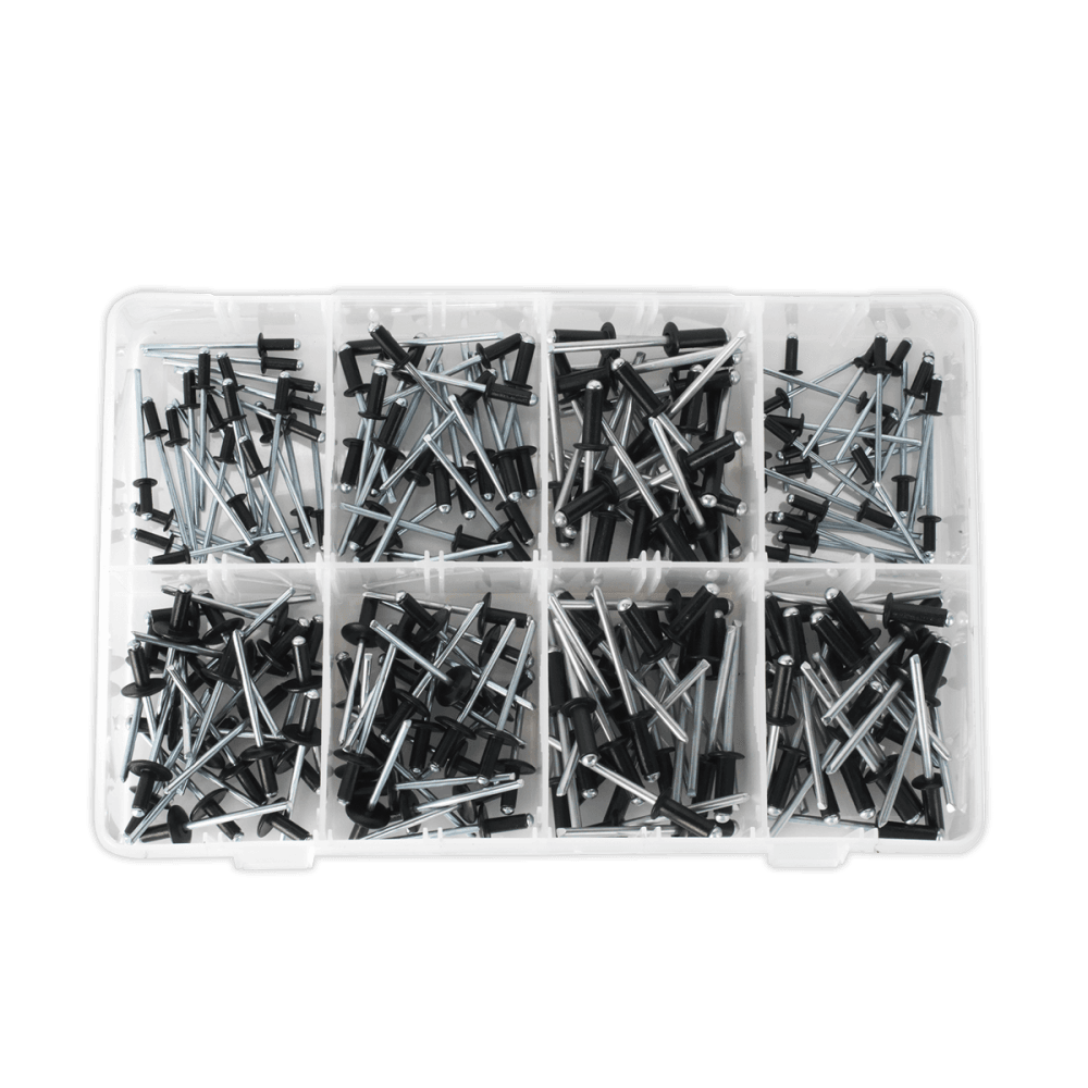 Rivet Assortment 200pc Black Anodised : Model No.AB074BR