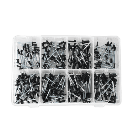 Rivet Assortment 200pc Black Anodised : Model No.AB074BR