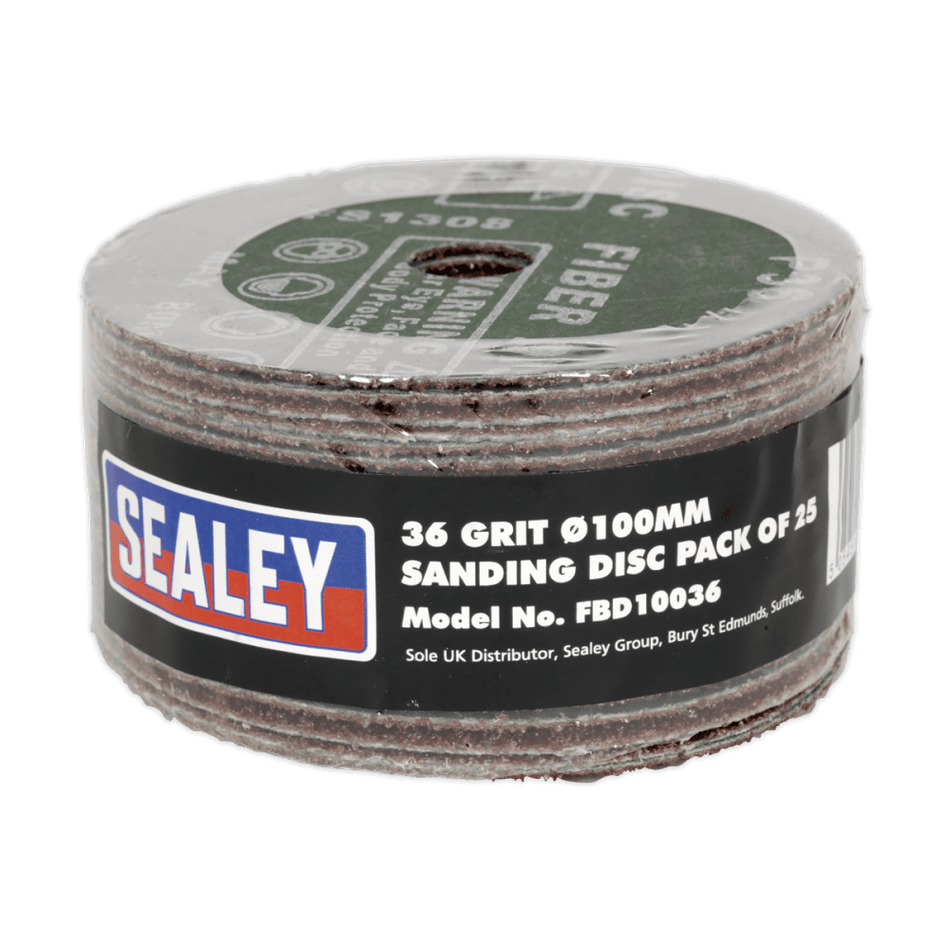 Sanding Disc Fibre Backed Ã‡?100mm 36Grit Pack of 25 : Model No.FBD10036