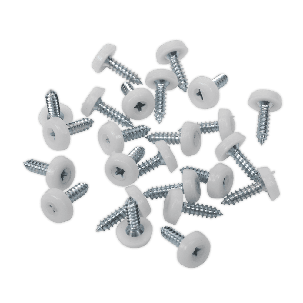 Numberplate Screw with Plastic Enclosed Head 4.8 x 18mm, White - Pack of 50 : Model No.PTNP1