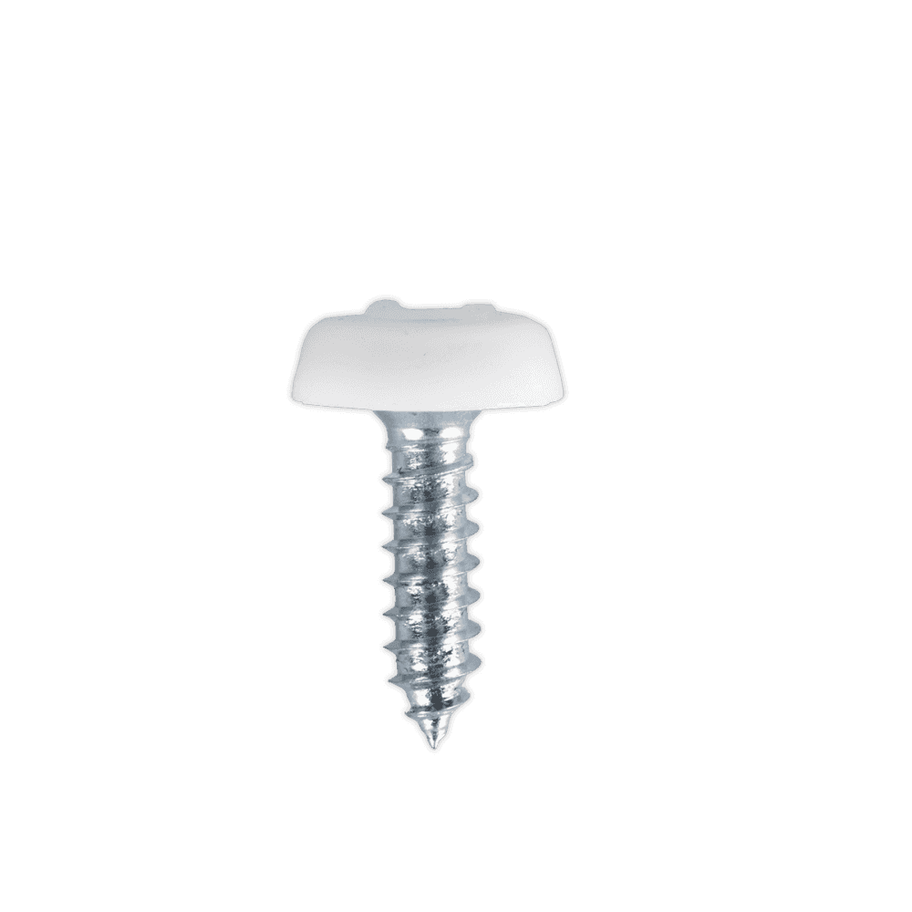 Numberplate Screw with Plastic Enclosed Head 4.8 x 18mm, White - Pack of 50 : Model No.PTNP1