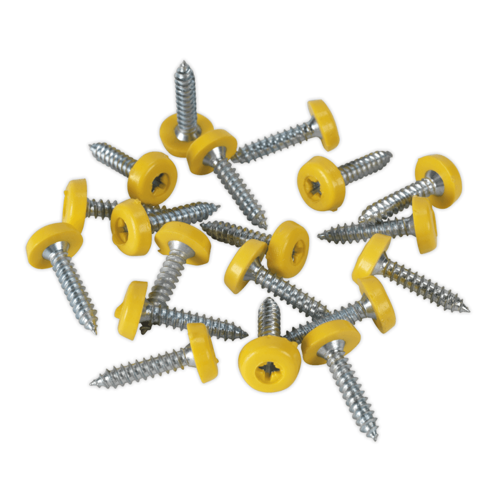 Numberplate Screw with Plastic Enclosed Head 4.8 x 24mm, Yellow - Pack of 50 : Model No.PTNP6