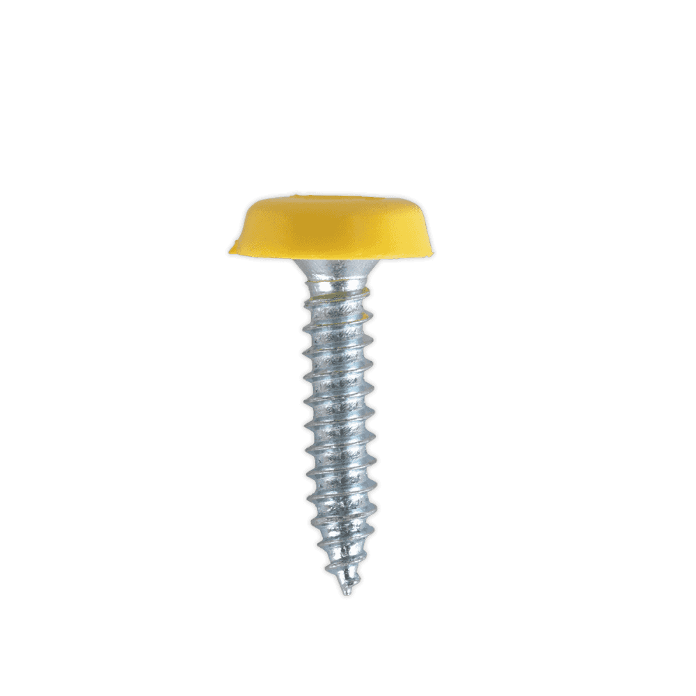Numberplate Screw with Plastic Enclosed Head 4.8 x 24mm, Yellow - Pack of 50 : Model No.PTNP6