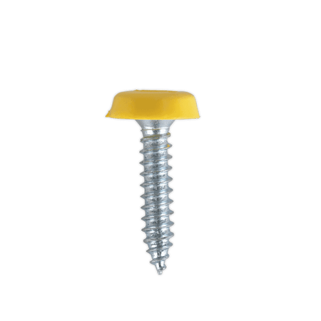 Numberplate Screw with Plastic Enclosed Head 4.8 x 24mm, Yellow - Pack of 50 : Model No.PTNP6