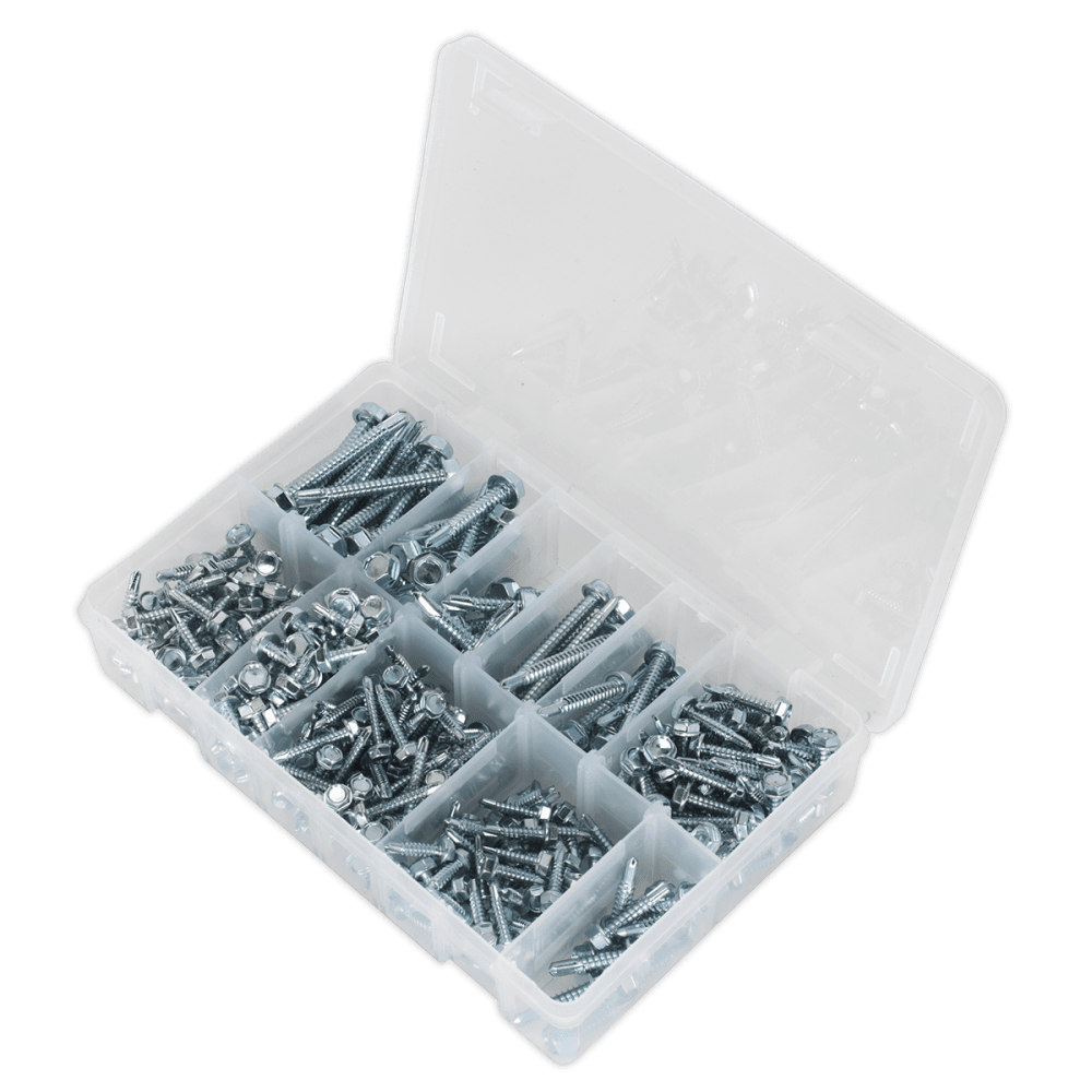 Self Drilling Screw Assortment 410pc Hex Head Zinc DIN 7504K : Model No.AB061SDH