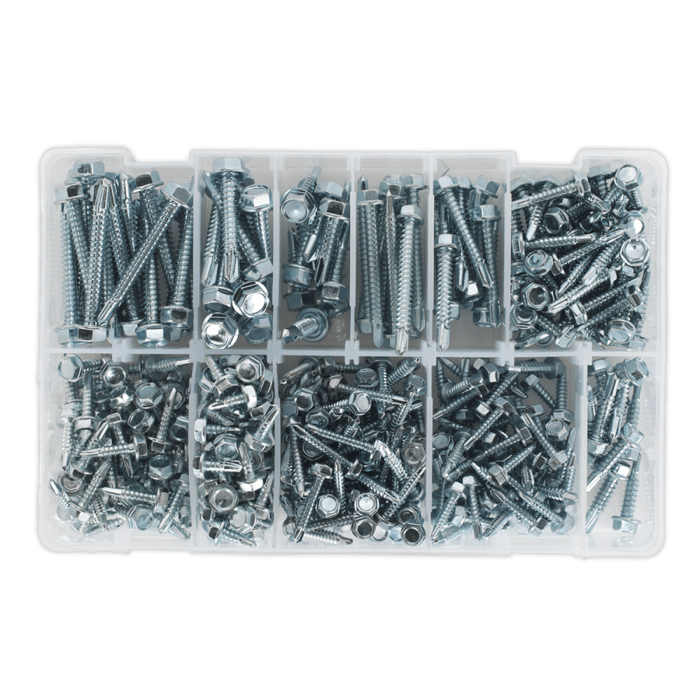 Self Drilling Screw Assortment 410pc Hex Head Zinc DIN 7504K : Model No.AB061SDH