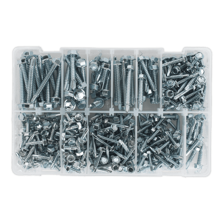 Self Drilling Screw Assortment 410pc Hex Head Zinc DIN 7504K : Model No.AB061SDH