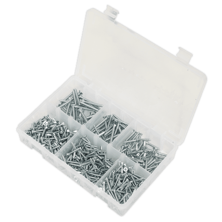 Self Tapping Screw Assortment 510pc Countersunk Pozi Zinc DIN 7982 : Model No.AB062STCS