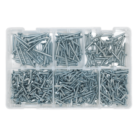 Self Tapping Screw Assortment 510pc Countersunk Pozi Zinc DIN 7982 : Model No.AB062STCS