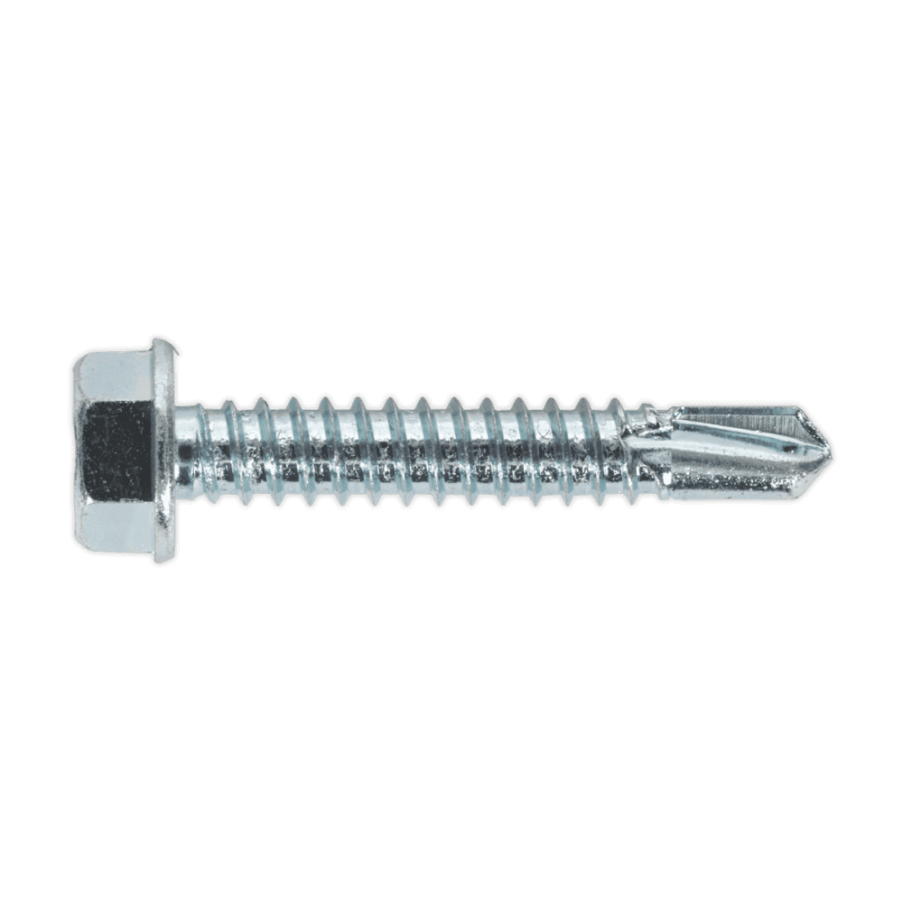 Self Drilling Screw 6.3 x 38mm Hex Head Zinc DIN 7504K Pack of 100 : Model No.SDHX6338