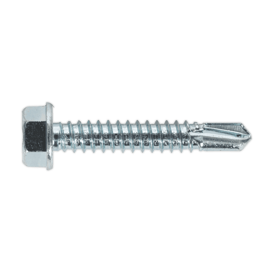Self Drilling Screw 6.3 x 38mm Hex Head Zinc DIN 7504K Pack of 100 : Model No.SDHX6338