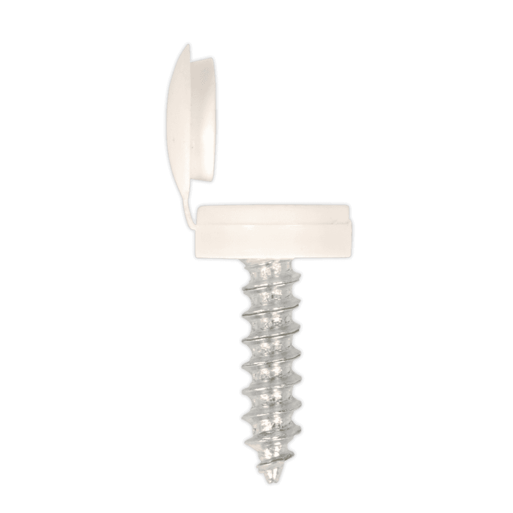 Numberplate Screw with Flip Cap 4.2 x 19mm, White - Pack of 50 : Model No.NPW50