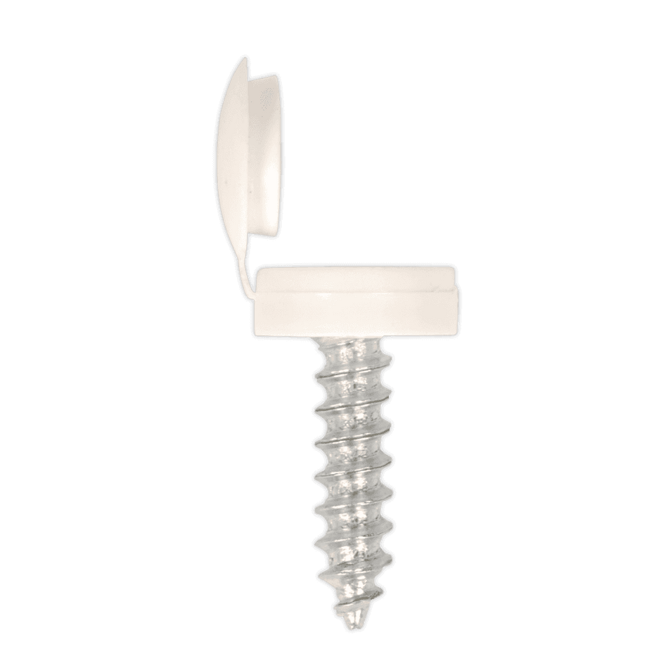 Numberplate Screw with Flip Cap 4.2 x 19mm, White - Pack of 50 : Model No.NPW50