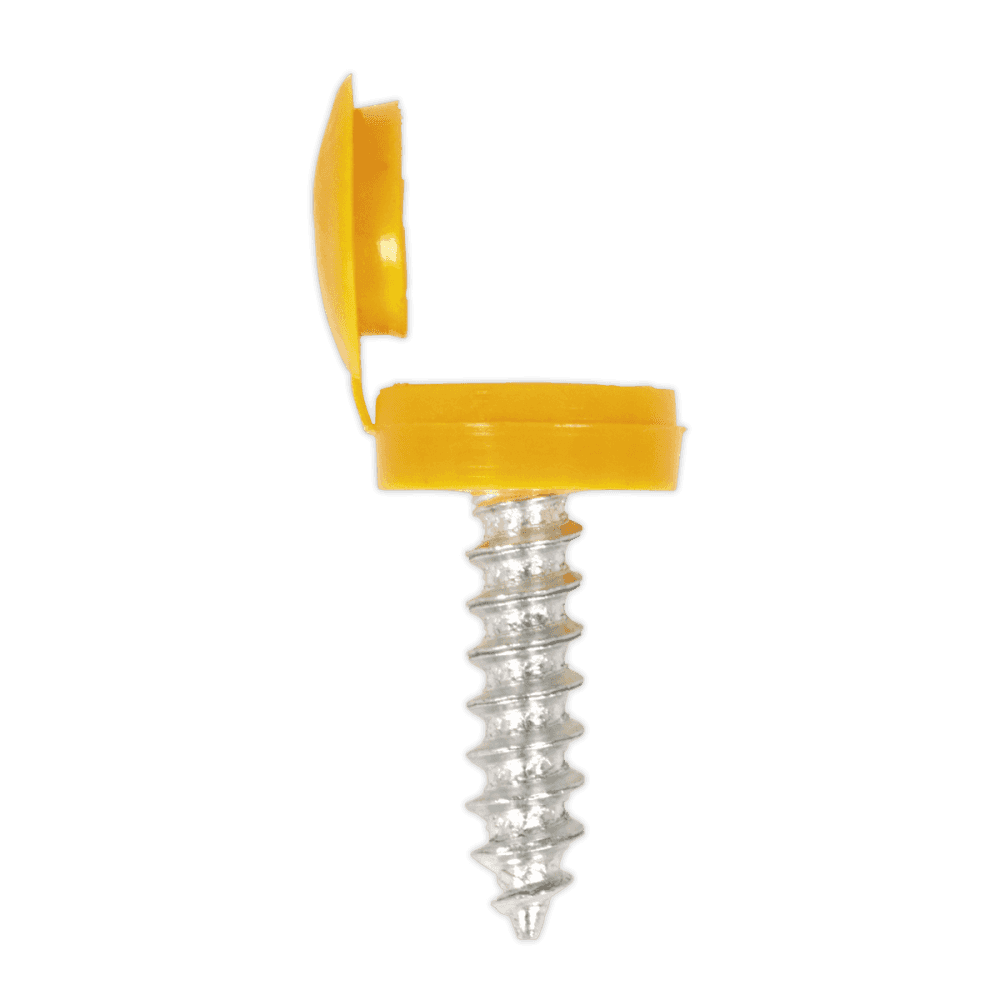 Numberplate Screw with Flip Cap 4.2 x 19mm, Yellow - Pack of 50 : Model No.NPY50