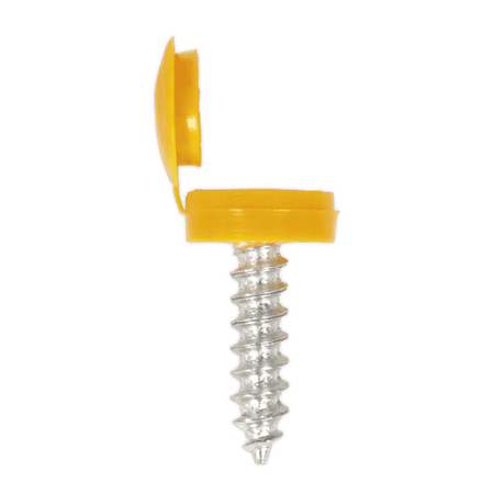 Numberplate Screw with Flip Cap 4.2 x 19mm, Yellow - Pack of 50 : Model No.NPY50