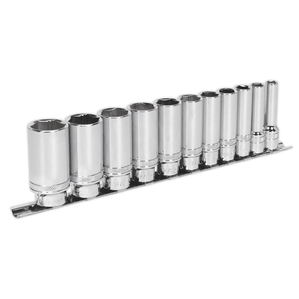 Socket Set 11pc 3/8"Sq Drive Deep Lock-On 6pt Imperial : Model No.AK2743