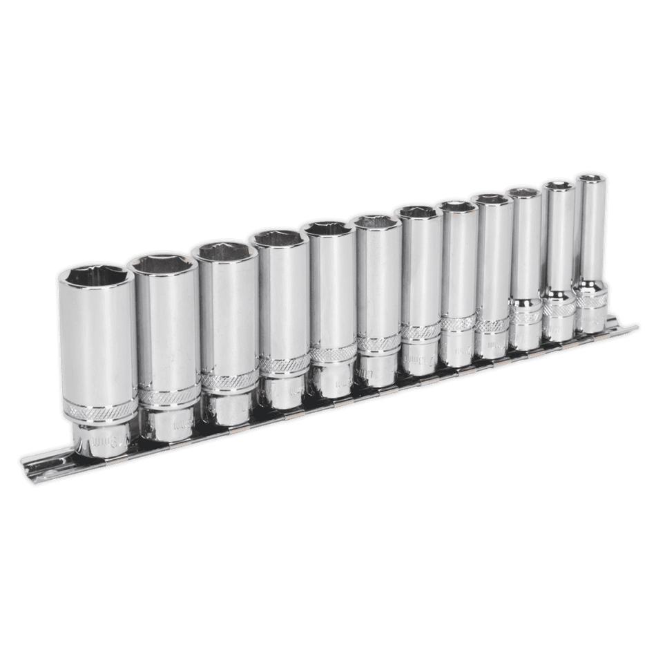 Socket Set 12pc 3/8"Sq Drive Deep Lock-On 6pt Metric : Model No.AK2744