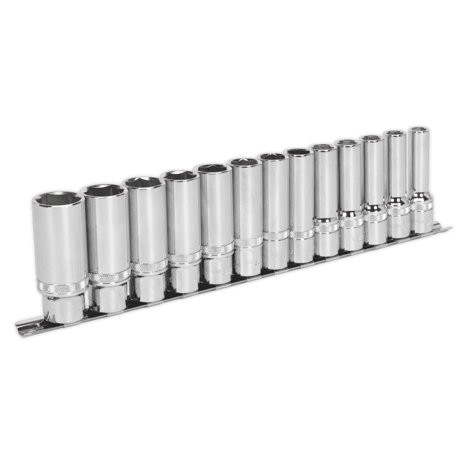 Socket Set 13pc 1/2"Sq Drive Deep Lock-On 6pt Metric : Model No.AK2745