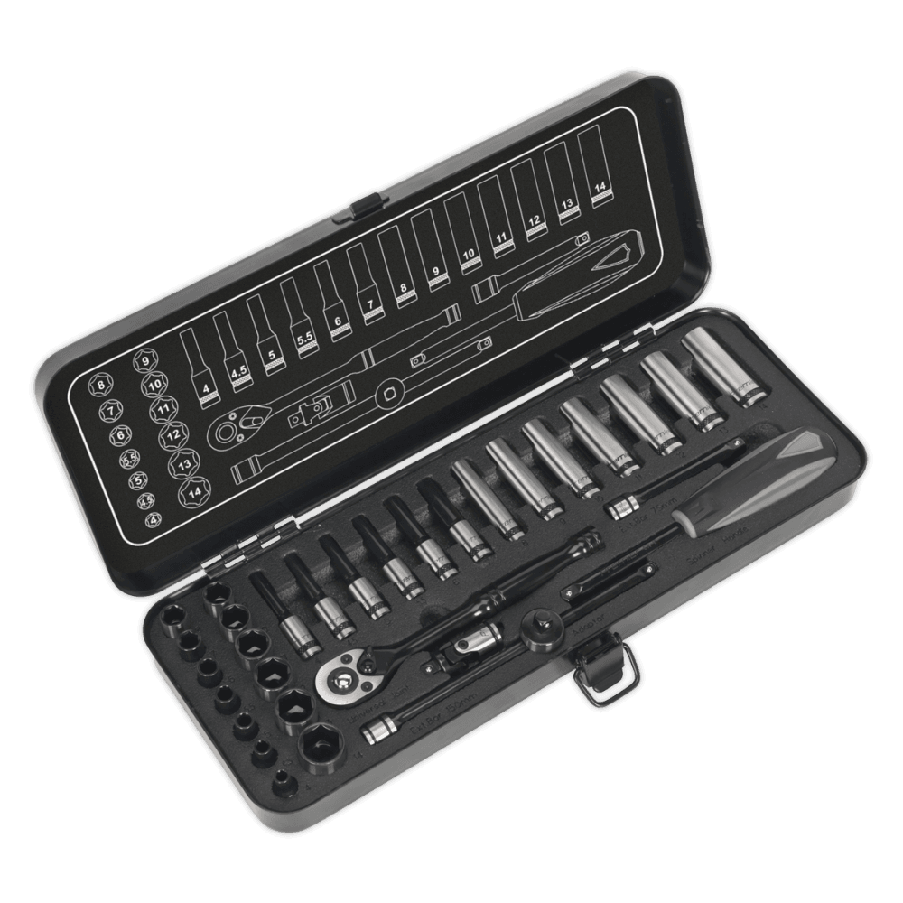 Premier Black Socket Set 1/4"Sq Drive 32pc : Model No.AK7970
