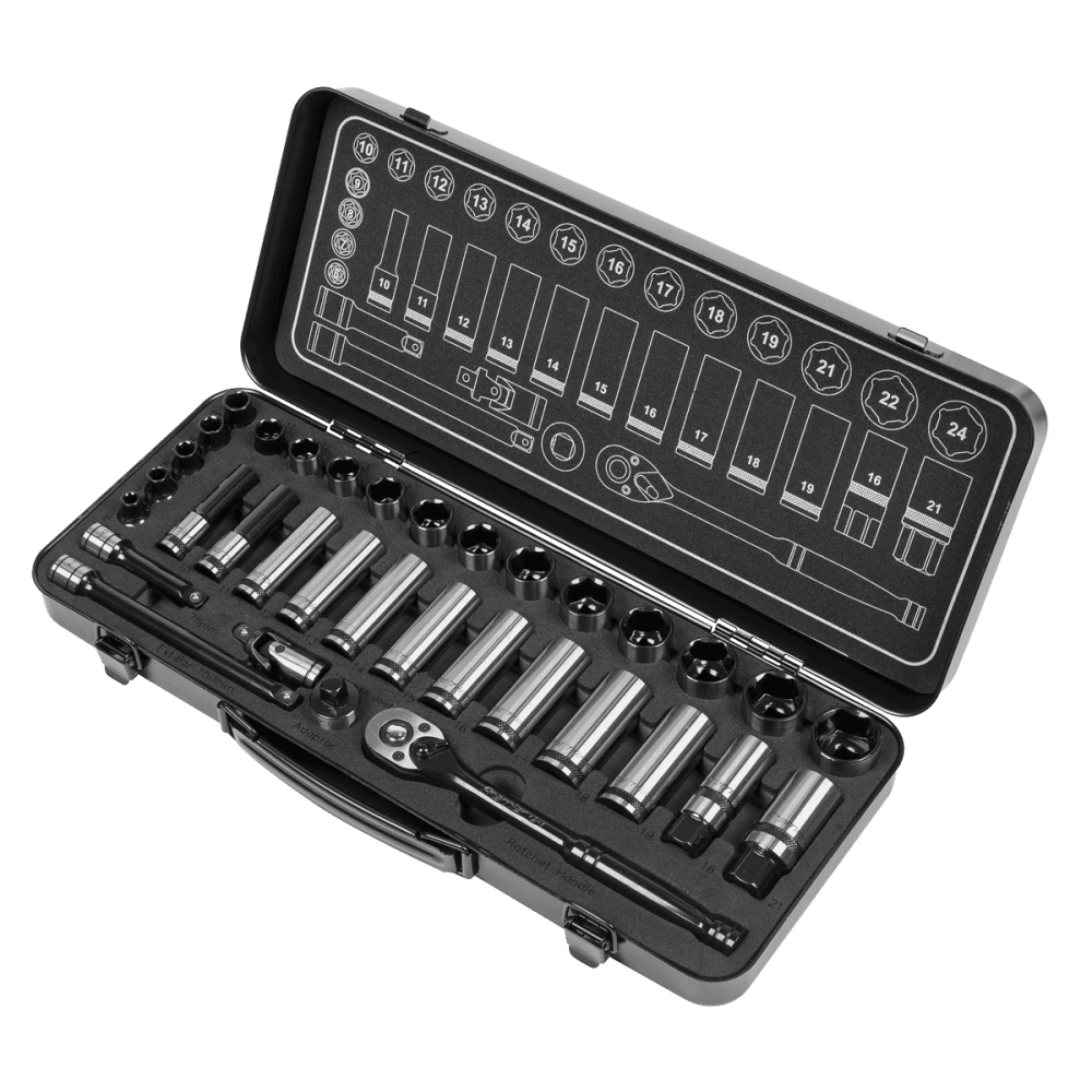 Premier Black Socket Set 3/8"Sq Drive 34pc : Model No.AK7971