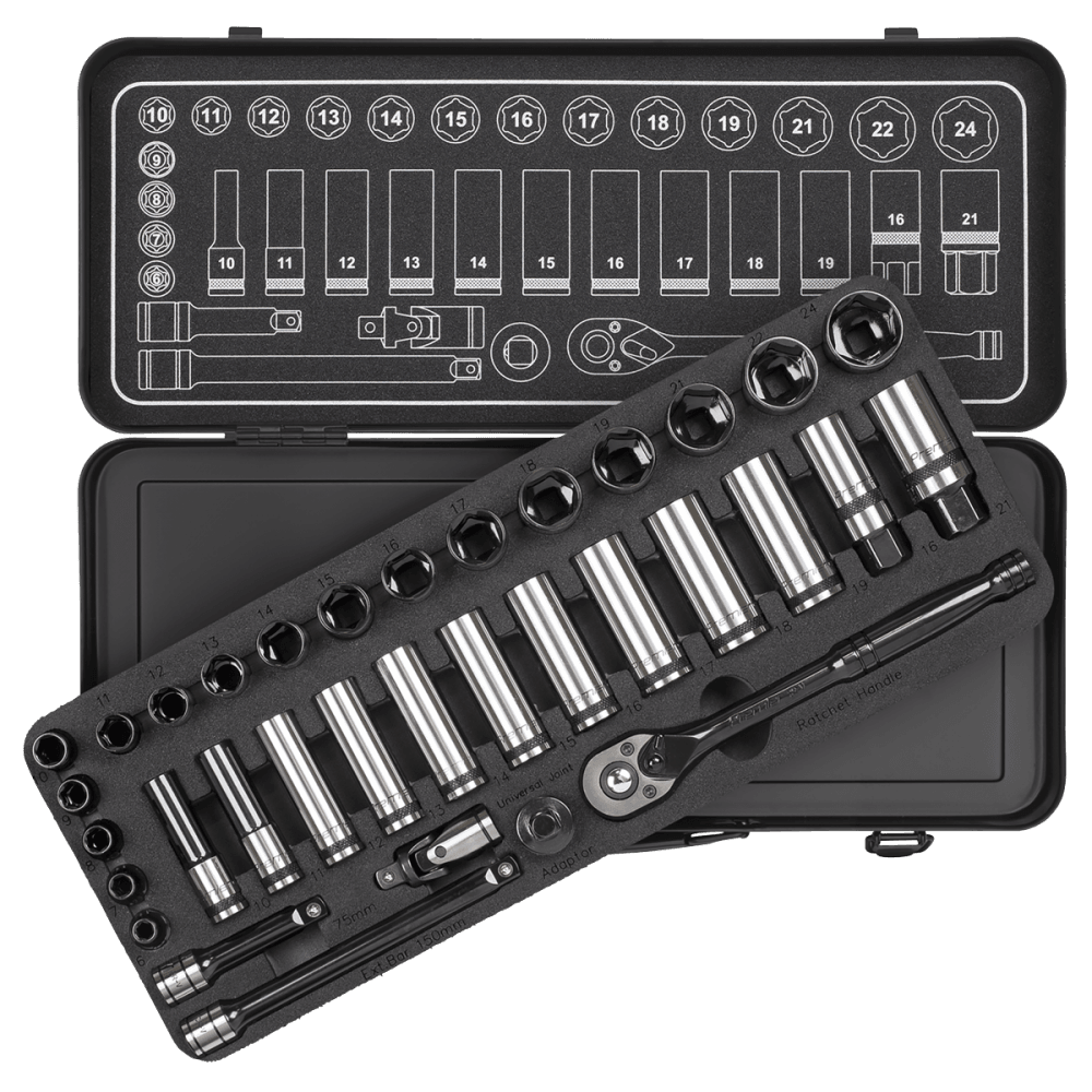 Premier Black Socket Set 3/8"Sq Drive 34pc : Model No.AK7971