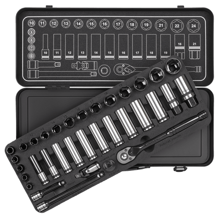 Premier Black Socket Set 3/8"Sq Drive 34pc : Model No.AK7971