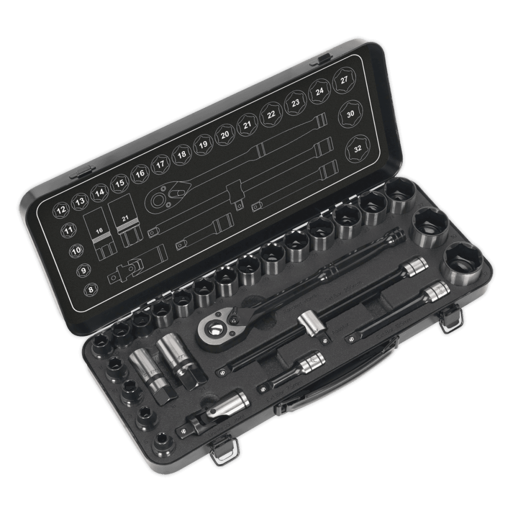 Premier Black Socket Set 1/2"Sq Drive 28pc : Model No.AK7972