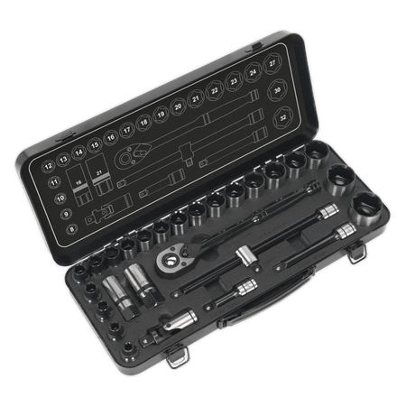 Premier Black Socket Set 1/2"Sq Drive 28pc : Model No.AK7972