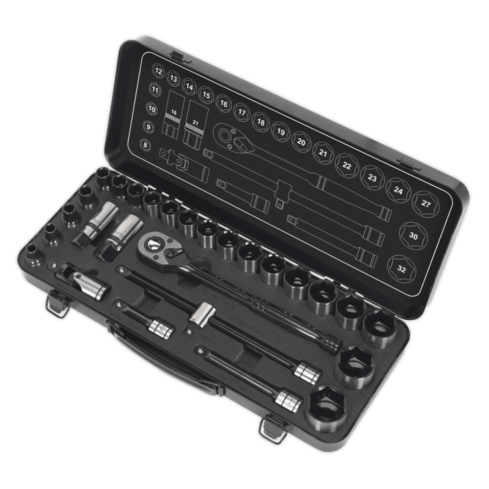 Premier Black Socket Set 1/2"Sq Drive 28pc : Model No.AK7972