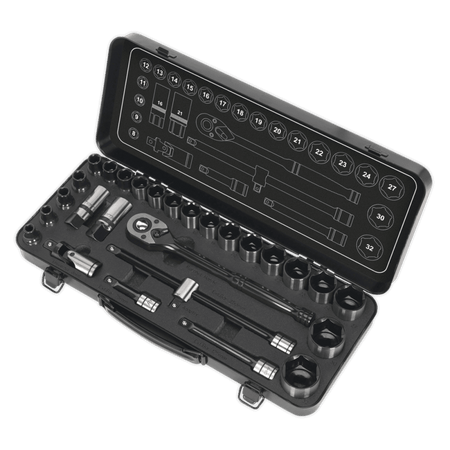 Premier Black Socket Set 1/2"Sq Drive 28pc : Model No.AK7972