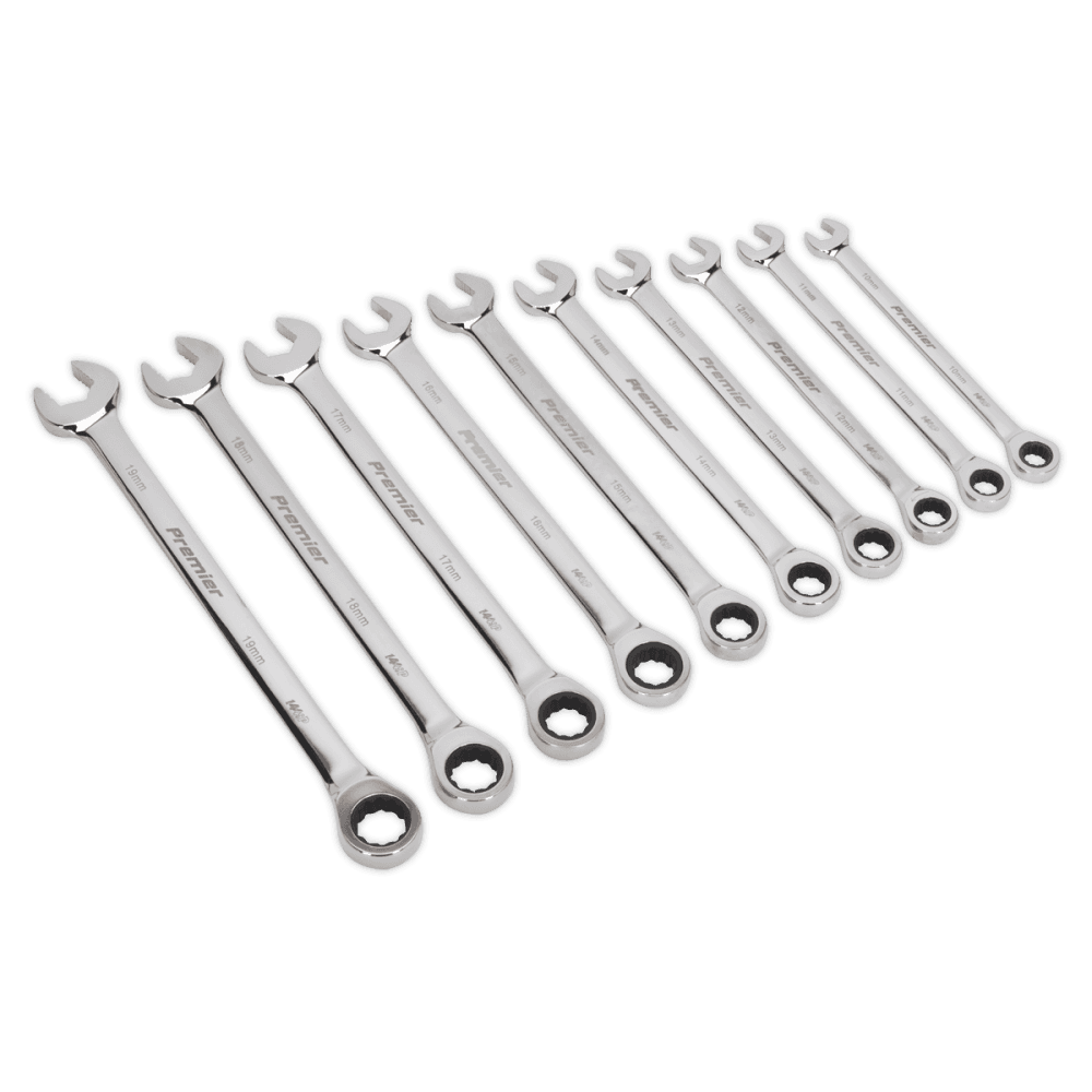 Combination Ratchet Spanner Set 10pc Extra-Long Metric : Model No.AK63914