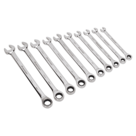 Combination Ratchet Spanner Set 10pc Extra-Long Metric : Model No.AK63914