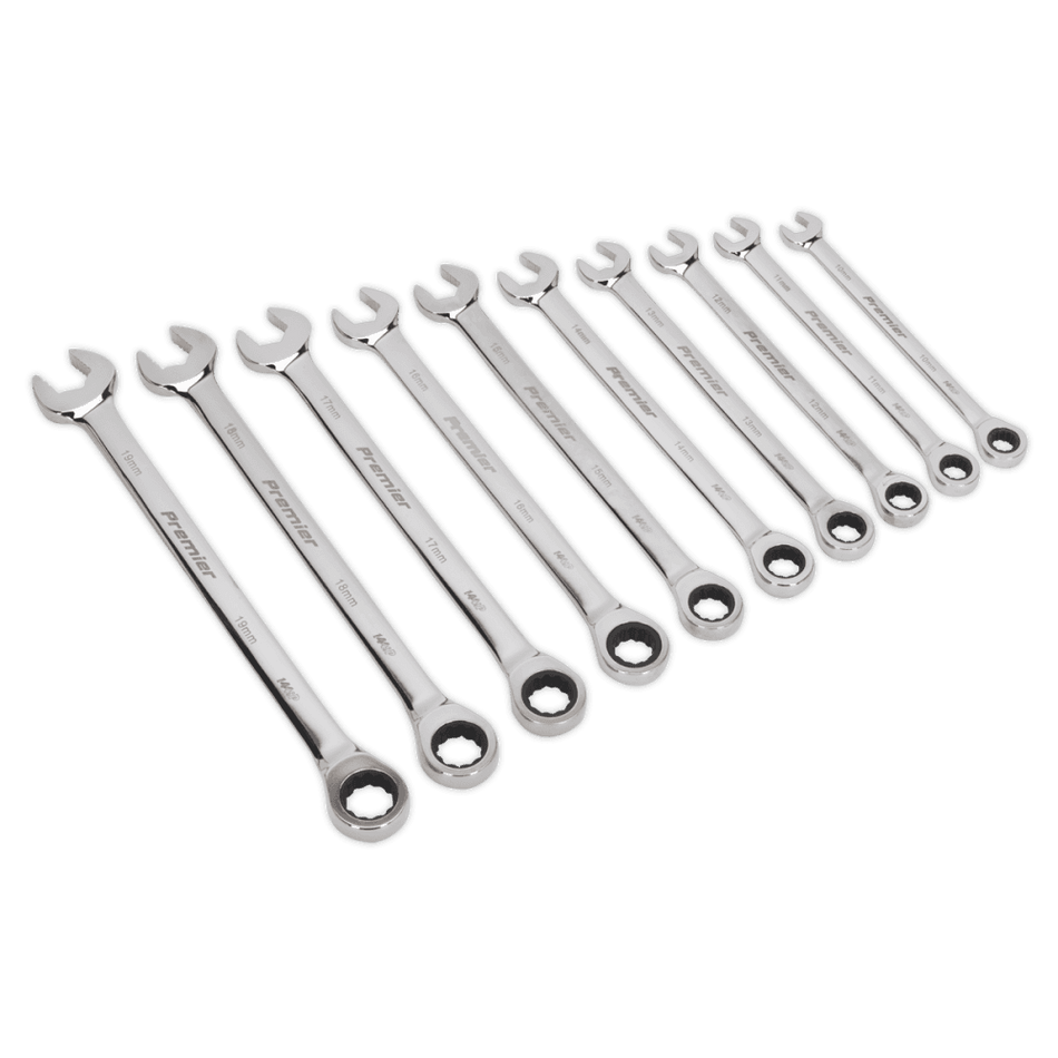 Combination Ratchet Spanner Set 10pc Extra-Long Metric : Model No.AK63914