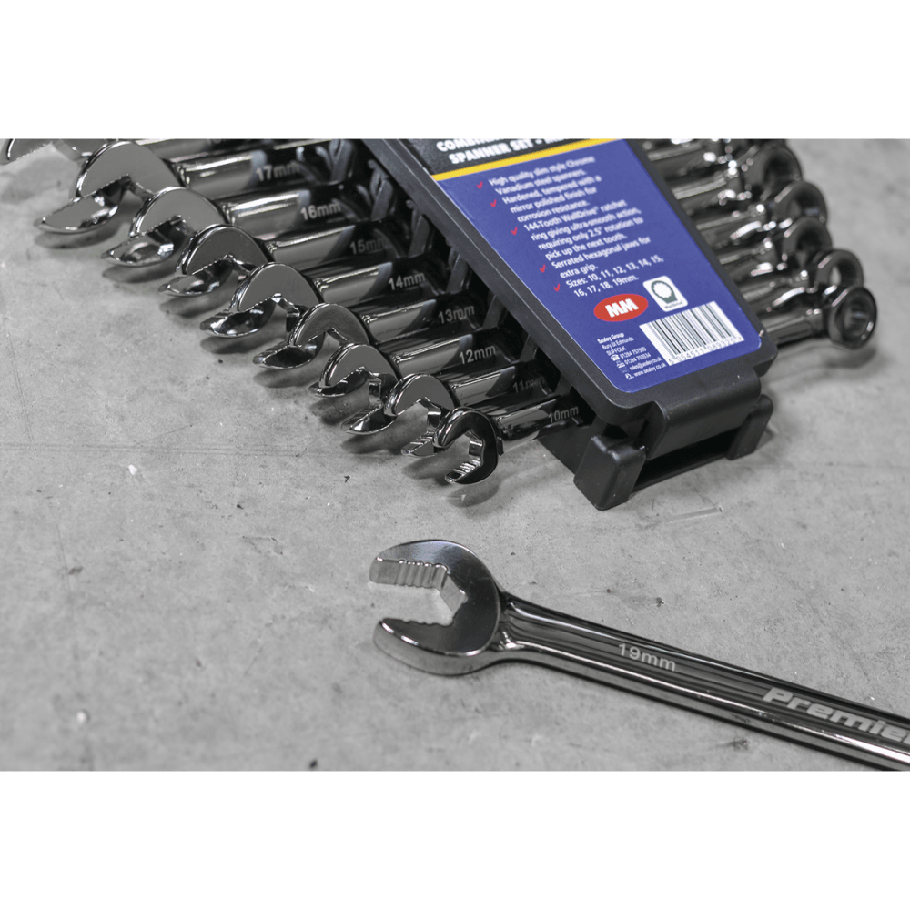 Combination Ratchet Spanner Set 10pc Extra-Long Metric : Model No.AK63914