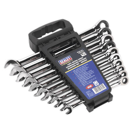 Combination Ratchet Spanner Set 10pc Extra-Long Metric : Model No.AK63914
