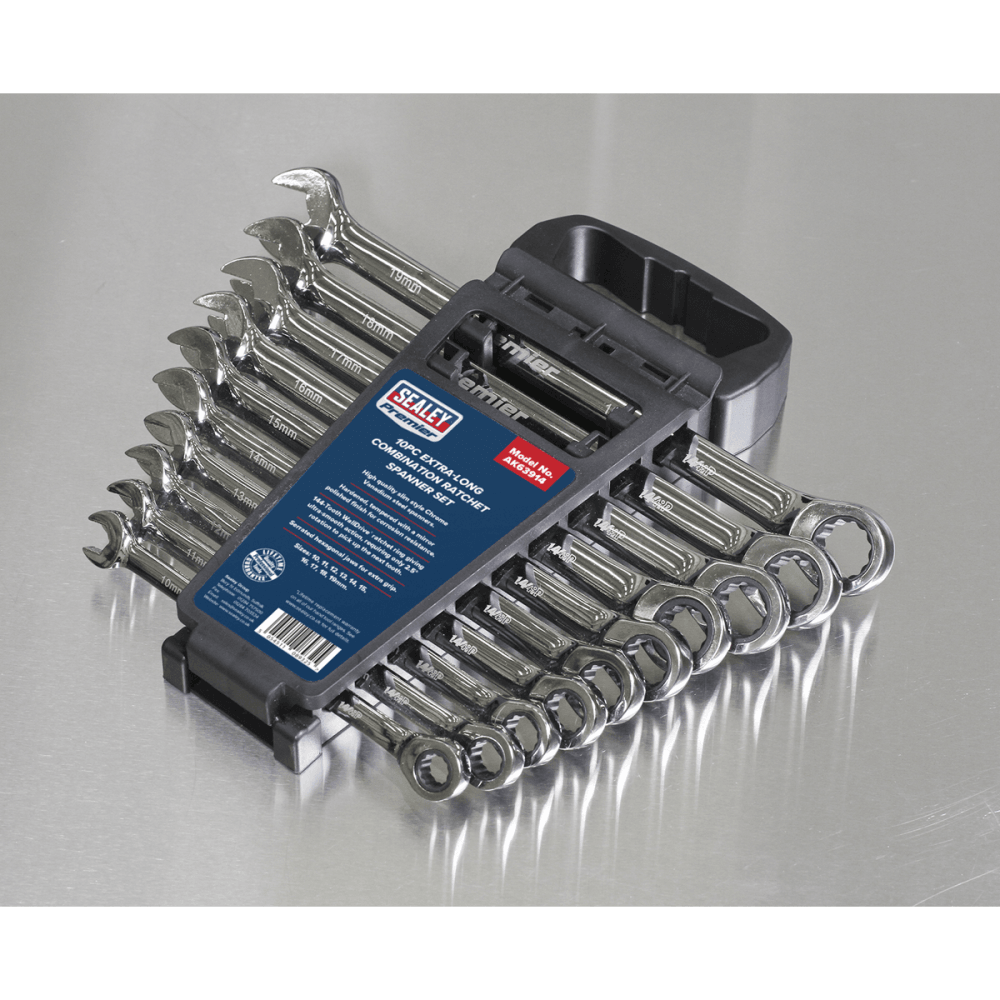 Combination Ratchet Spanner Set 10pc Extra-Long Metric : Model No.AK63914