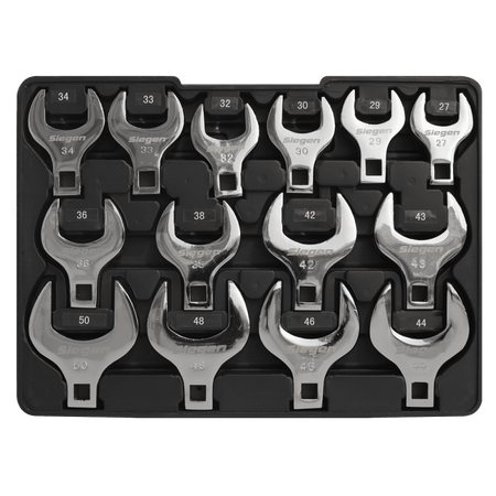 Crow's Foot Open End Spanner Set 14pc 1/2"Sq Drive Metric : Model No.S01109
