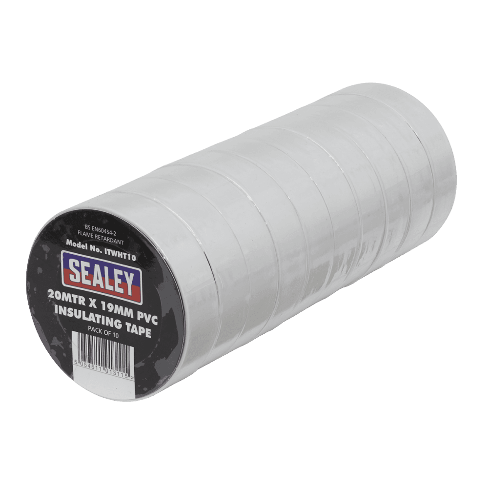 PVC Insulating Tape 19mm x 20mtr White Pack of 10 : Model No.ITWHT10