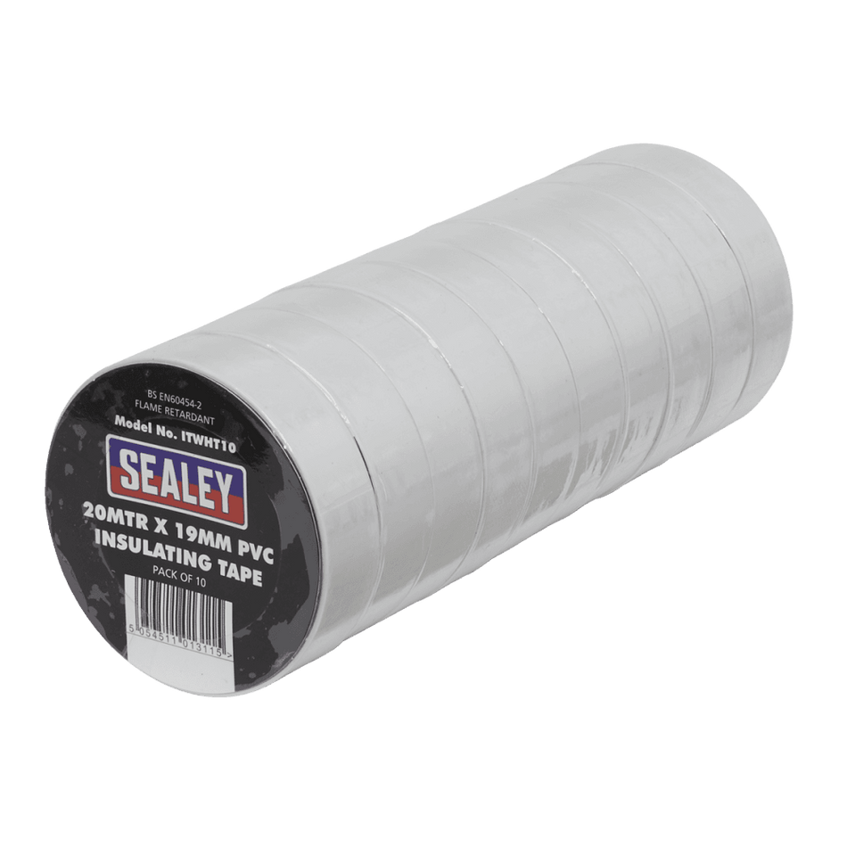 PVC Insulating Tape 19mm x 20mtr White Pack of 10 : Model No.ITWHT10
