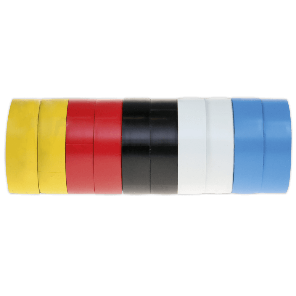 PVC Insulating Tape 19mm x 20mtr Mixed Colours Pack of 10 : Model No.ITMIX10