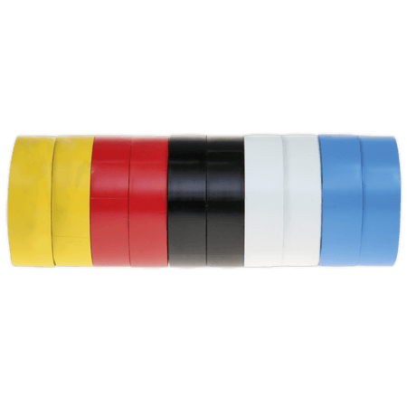 PVC Insulating Tape 19mm x 20mtr Mixed Colours Pack of 10 : Model No.ITMIX10